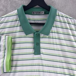 G/FORE Polo Shirt Mens Size XXL White Green Striped Golf Performance Stretch